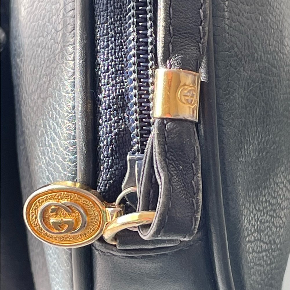 Vintage Gucci GG Leather Crossbody Bag Navy - Picture 9 of 13